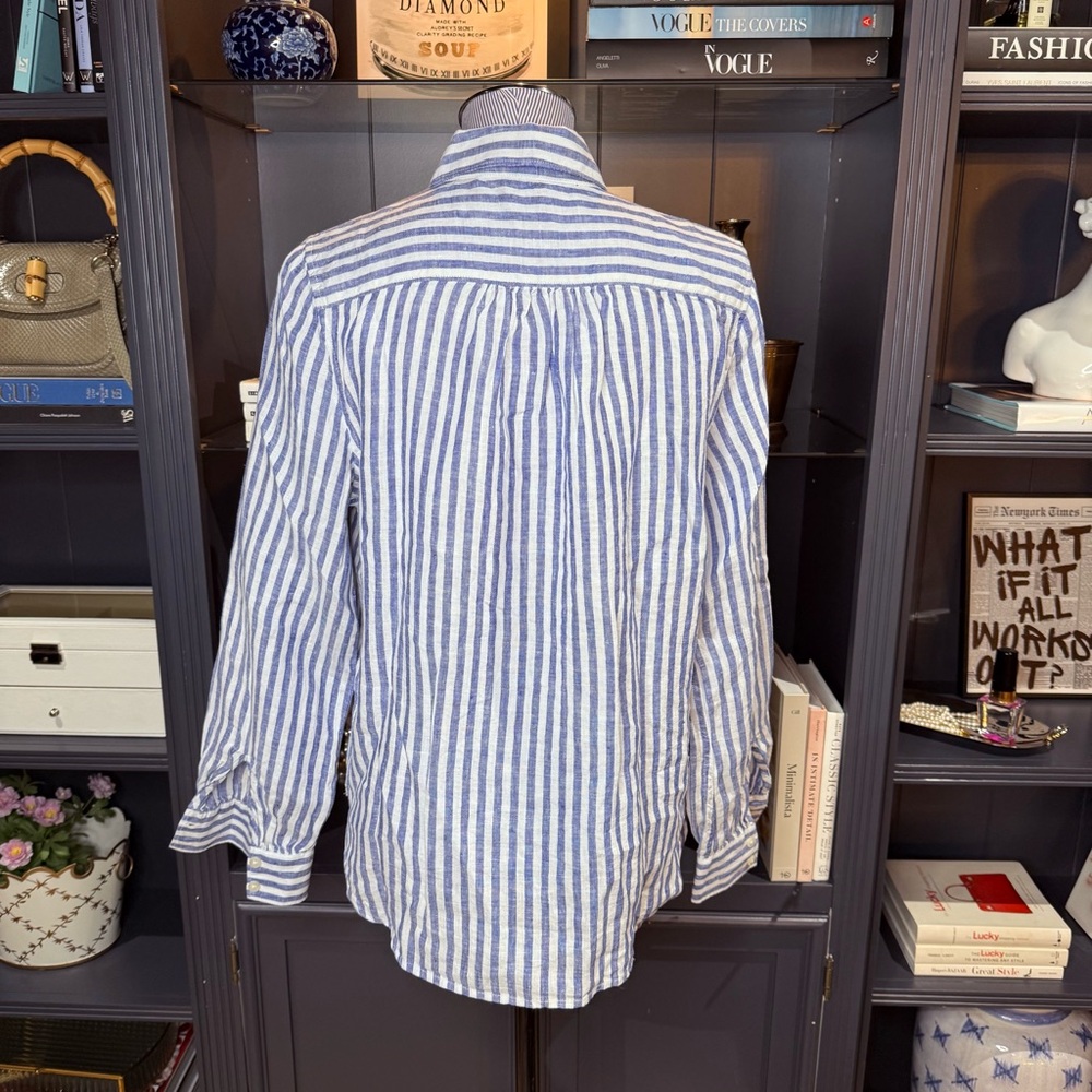 Lands’ End Striped Linen Button-Down Shirt – Size M - Picture 6 of 7